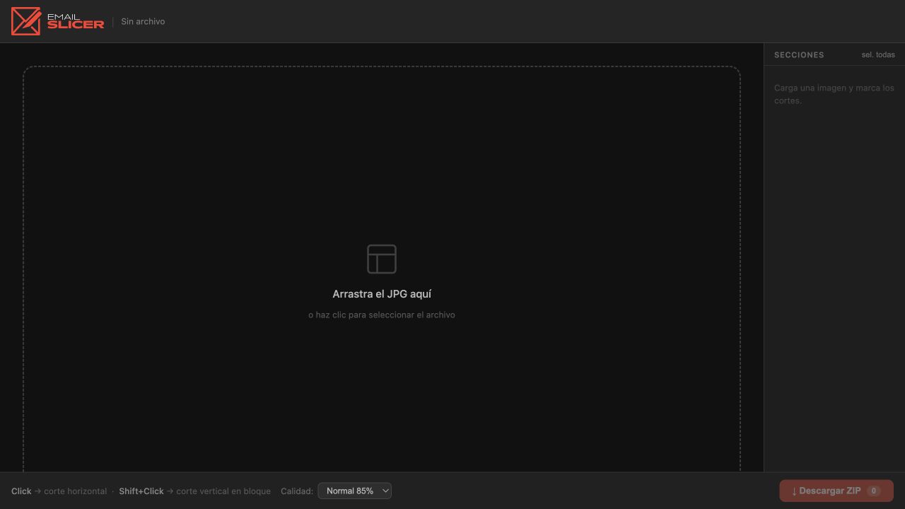 Interfaz de Email Slicer
